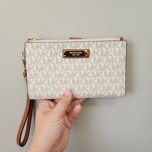 Michael Kors Double Zip Wallet Wristlet Leather